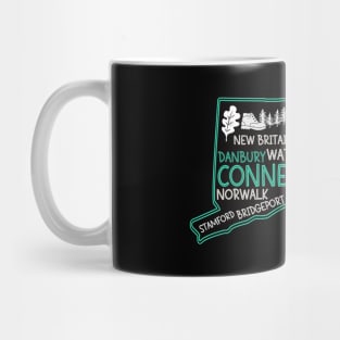 Connecticut Danbury cute map Waterbury New Haven Enfield Willington Putnam Norwalk Stamford Bridgeport Mug